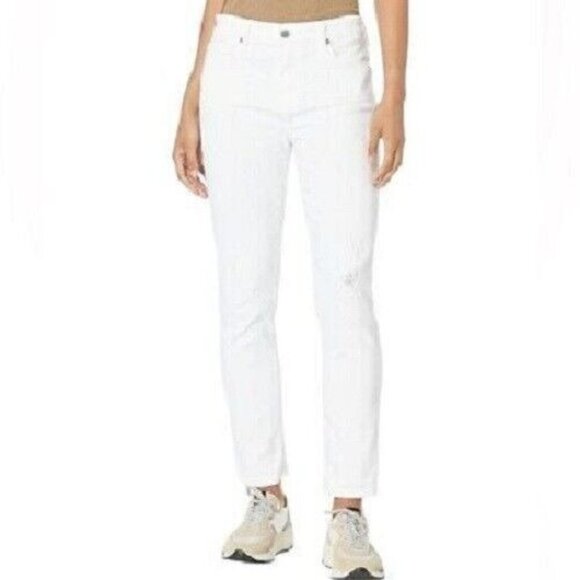 AG Adriano Goldschmield Size 29 White Destructed Ex-Boyfriend Slouchy Slim Jeans - Picture 1 of 2